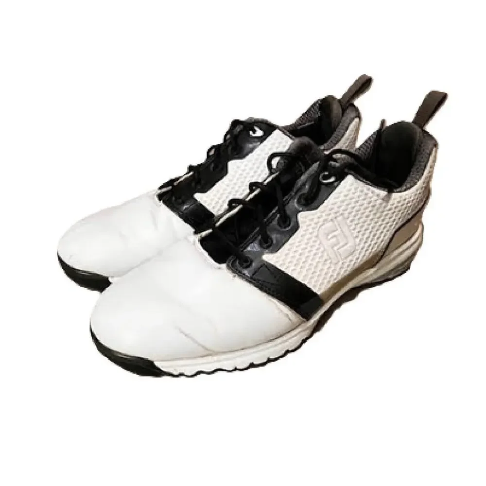 Footjoy Contour Fit Golf Shoes Mens Size 8 Soft Spike 54091 White/Blk